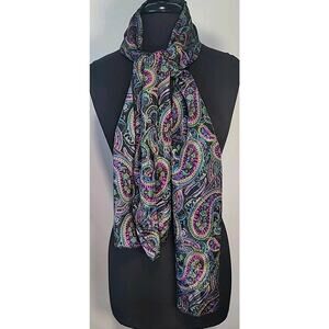 Stunning Paisley Self-Stripe Chiffon Scarf Sarong | Lightweight & Versatile EUC